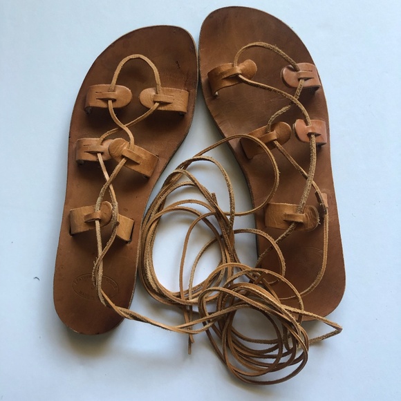 Almost new Leather Handmade Greek Gladiator lace up sandals - Picture 7 of 7